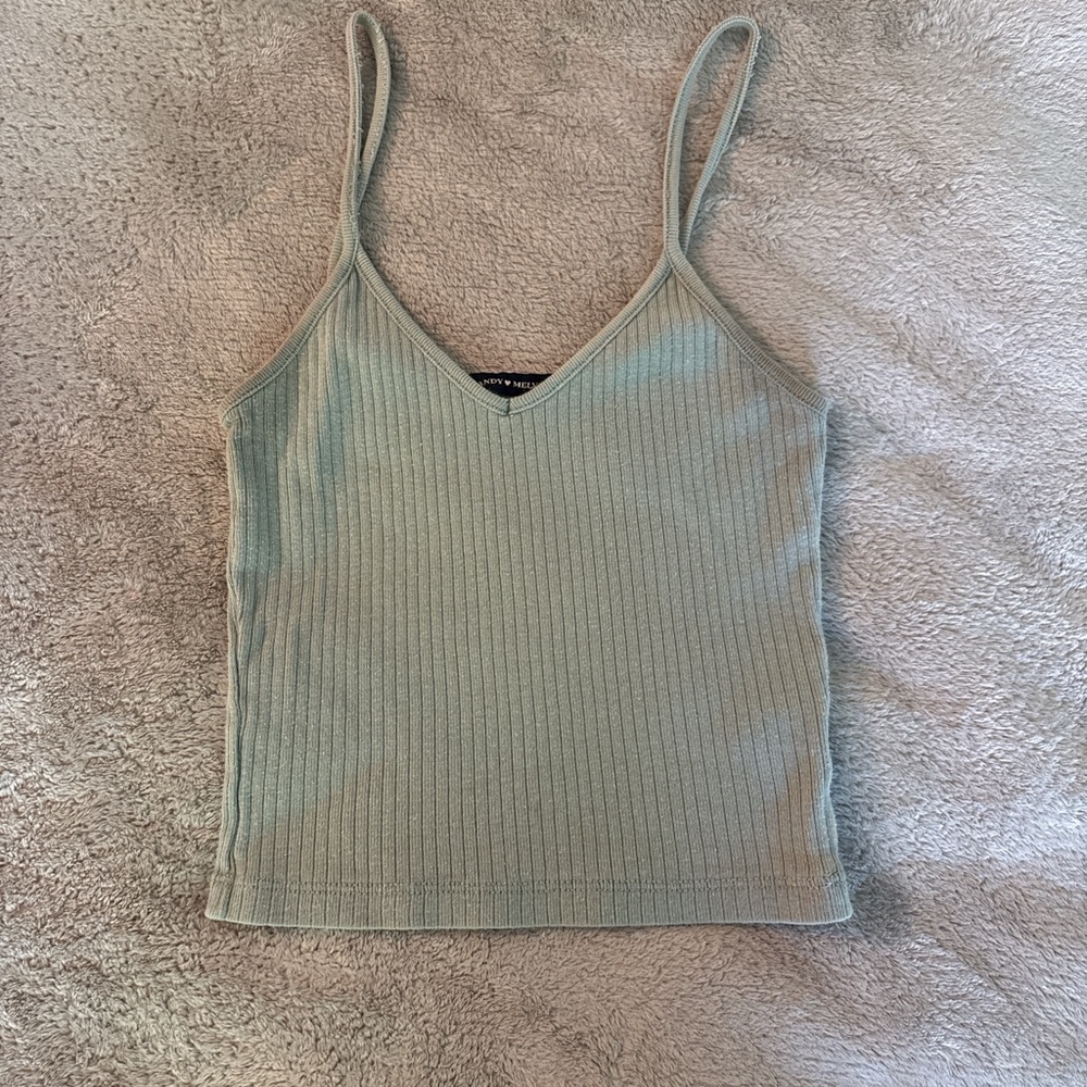 Brandy Melville Mint Ribbed Tank Top